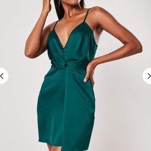 NWT twist-front surplice dress green/turquoise